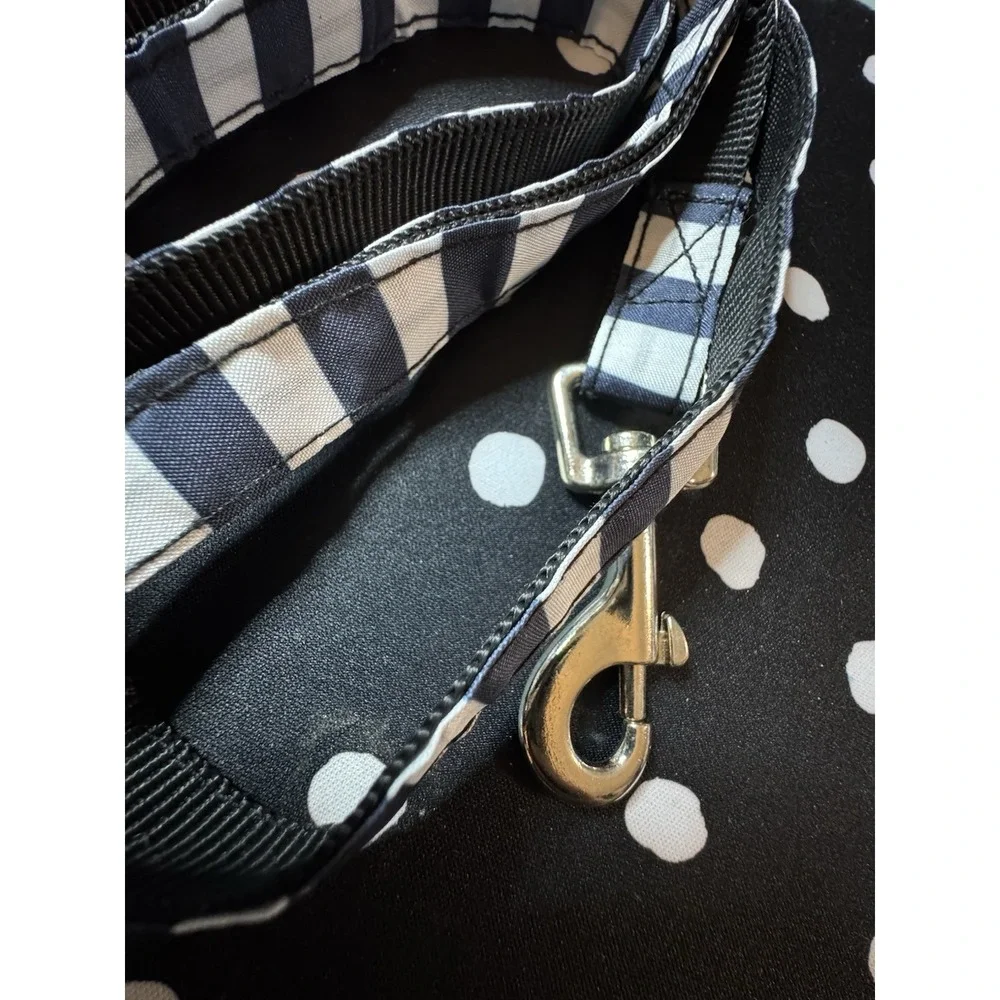 Navy Blue and White Striped Nautical SMALL Dog Outfit Leash Reflective Snaps XL
